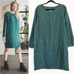Old Linen Mill Emerald Green Long Sleeve Tunic Dress